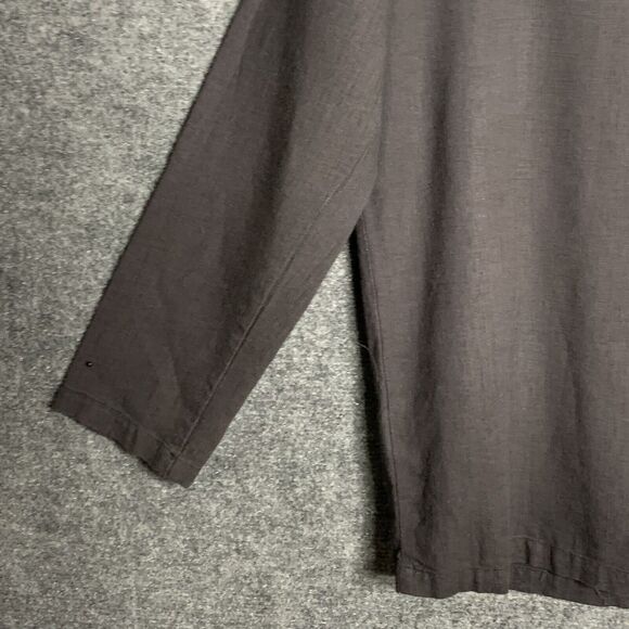 Paul Jones Long Sleeve Top Women S Rayon Linen Lace-Up Neck NWOT Charcoal - Picture 10 of 11